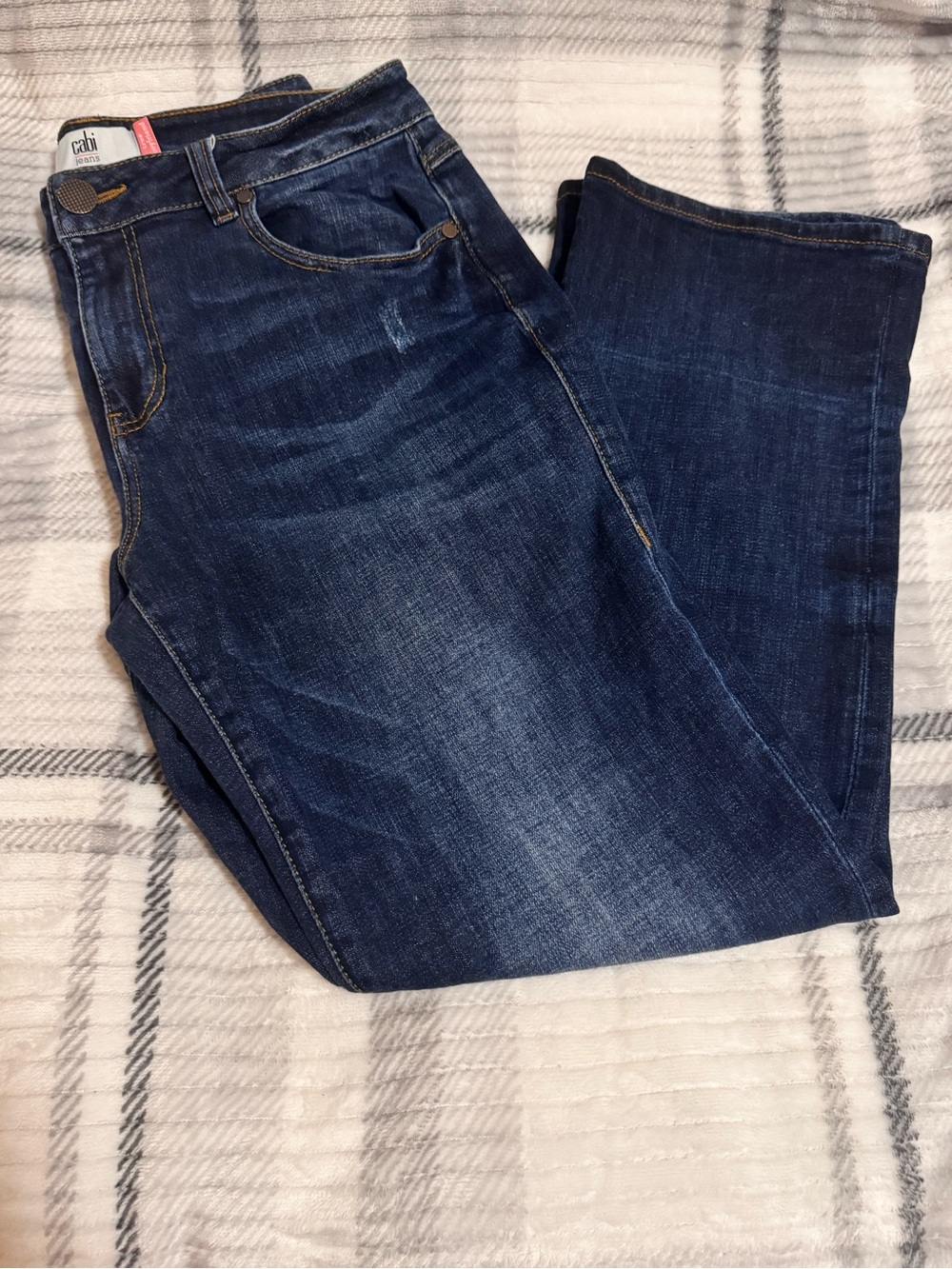 CAbi True Boyfriend Jeans #5494 Dark Wash Blue Stretch Size 4